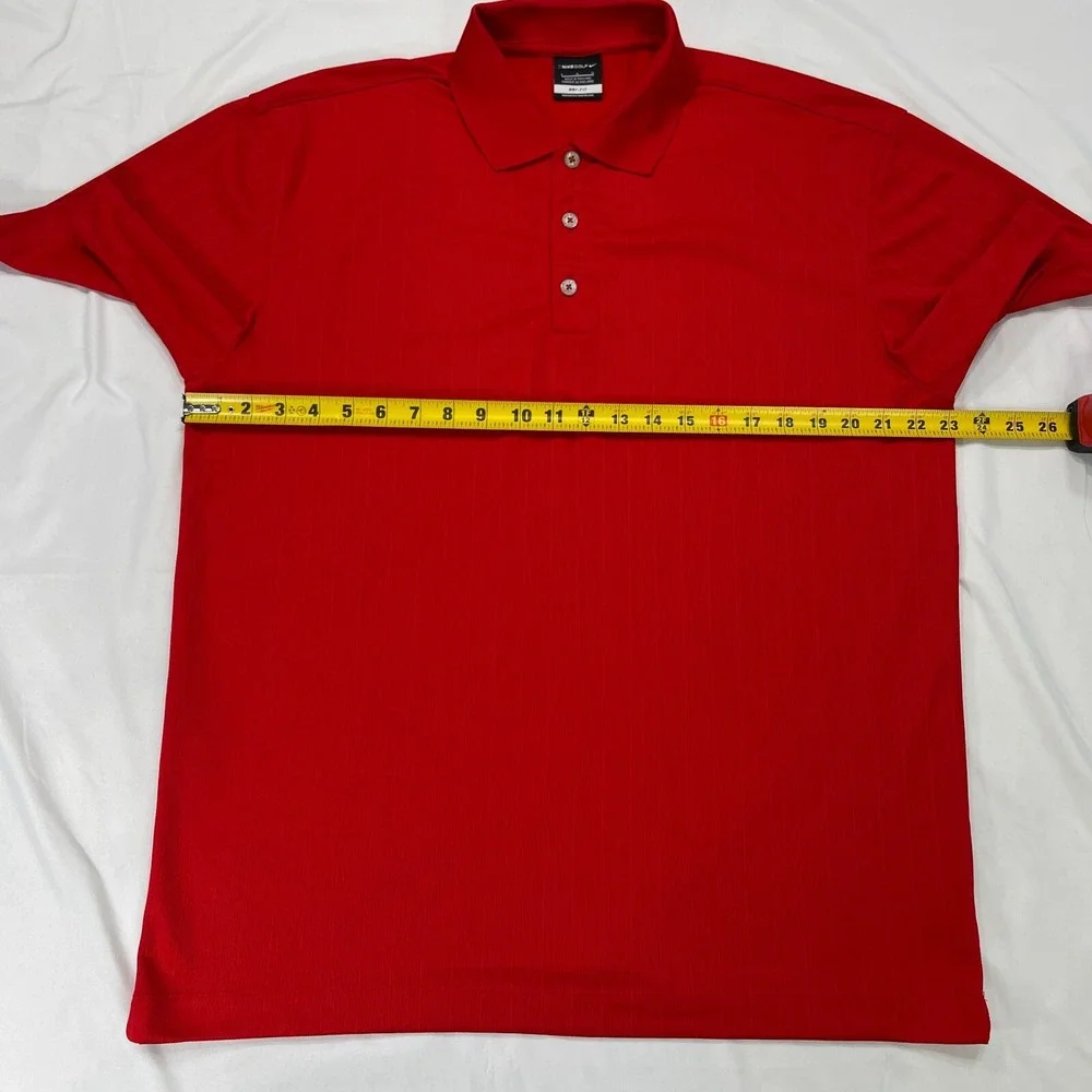 Nike Golf Polo Shirt Mens Large Red Dri-FIT Tonal Stripe Short Sleeve 244620-625